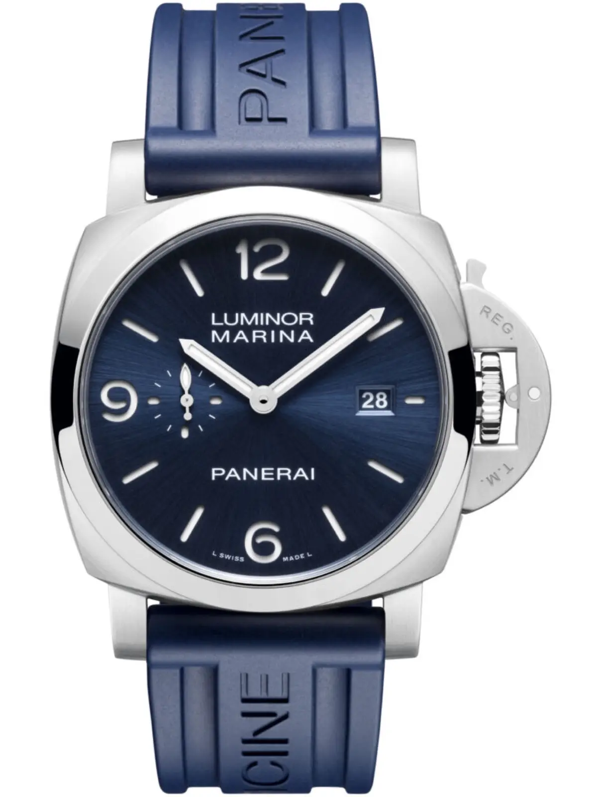 Unverkennbar: die Luminor Marina von Panerai im blauen Gewand.